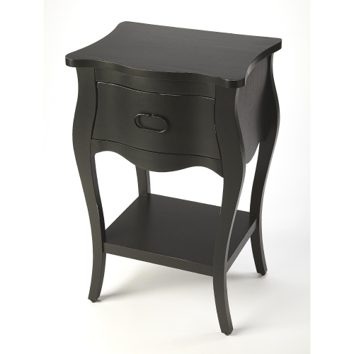 Rochelle 1 Drawer Nightstand in Black Wood