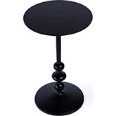 Zara Outdoor Round Pedestal End Table in Distressed Black Iron