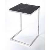 Lawler End Side Table in Black Marble & Silver