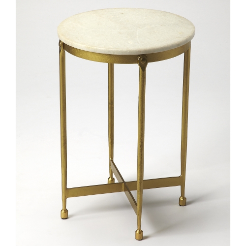 Claypool White Marble End Table