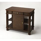 Falmouth Kitchen Island in Mahogany & Chestnut Rattan
