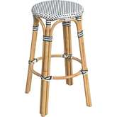 Tobias 30"H Round Bar Stool in Cottage White Poly & Rattan