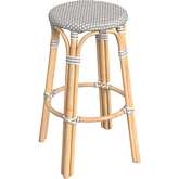 Tobias 30"H Round Bar Stool in Gray Poly & Rattan