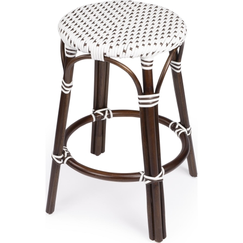 Tobias Counter Stool in Brown & White Poly & Dark Rattan