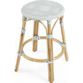 Tobias Counter Stool in Twilight Blue & White Poly & Rattan