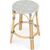 Tobias Counter Stool in Navy & White Poly & Rattan