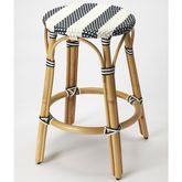 Tobias Counter Stool in Blue & White Poly on Rattan