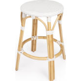 Tobias Counter Stool in White Poly & Rattan