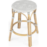 Tobias Counter Stool in Gray & White Poly & Rattan