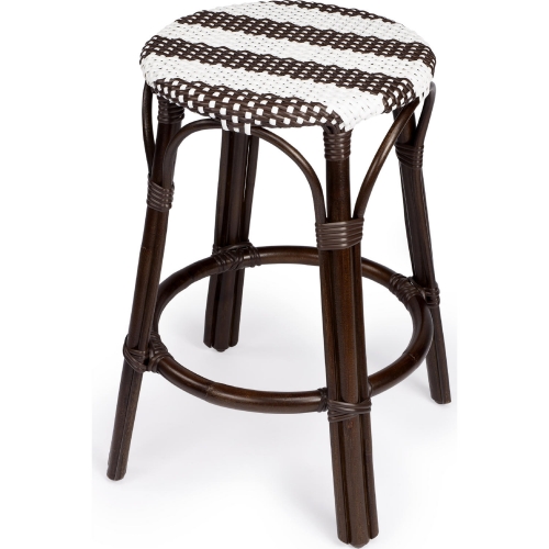 Tobias Counter Stool in Dark Brown & White Poly & Dark Rattan