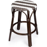 Tobias Counter Stool in Dark Brown & White Poly & Dark Rattan