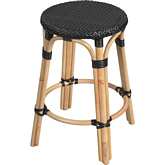 Tobias 24"H Round Counter Stool in Black Poly & Rattan