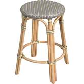 Tobias 24" Round Counter Stool in Gray & Yellow Dot & Natural Rattan