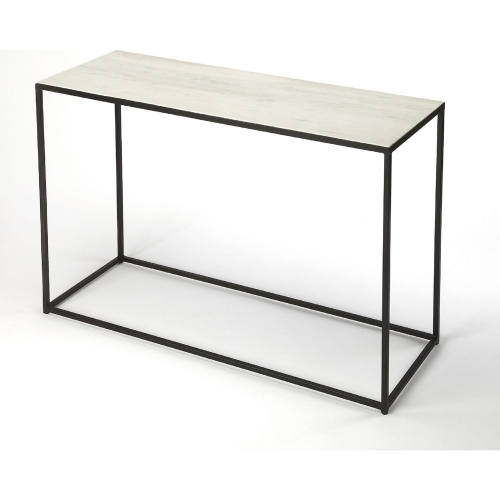 Phinney Console Table in White Marble & Metal