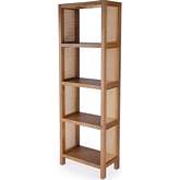 Mesa 24" 4 Tier Etagere Bookcase in Natural Wood & Cane