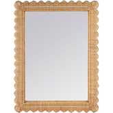 Flora Scalloped Wall Mirror in Light Brown Rattan