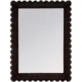 Flora 30" x 40" Scalloped Edge Wall Mirror in Chocolate Rattan