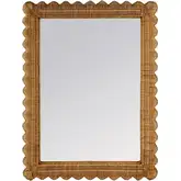 Flora 30" x 40" Scalloped Edge Wall Mirror in Honey Brown Rattan