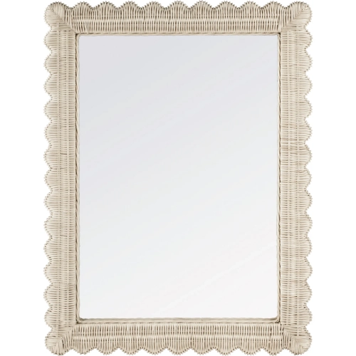Flora 30" x 40" Scalloped Edge Wall Mirror in Off White