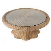Flora Scalloped Coffee Table in Light Brown Rattan