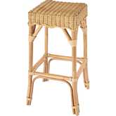 Flora Scalloped Bar Stool in Light Brown Rattan