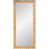 Flora Scalloped Floor Mirror in Light Brown Rattan