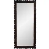 Flora 69.5"H Scalloped Floor Mirror in Chocolate Rattan