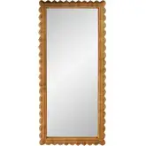 Flora 69.5"H Scalloped Floor Mirror in Honey Brown Rattan