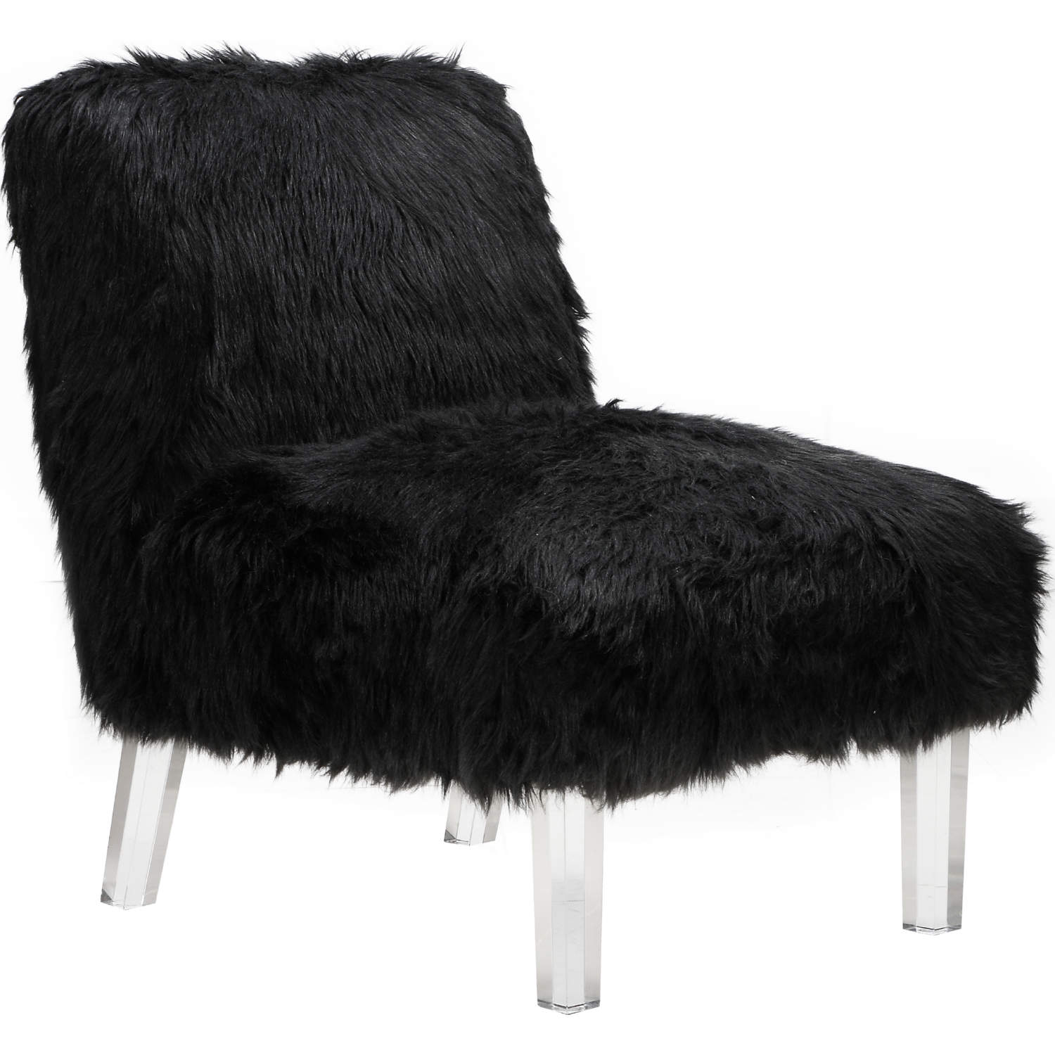 Chic Iconic Fac9498 Dr Fabio Accent Chair In Black Faux Fur Acrylic Legs