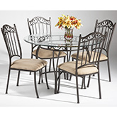 Wrought Iron 5 Piece Round Dining Set in Antique Taupe