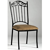 Wrought Iron Dining Chair in Taupe Microfiber on Antique Frame (Set of 4)