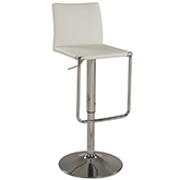 Low Back Pneumatic Stool in White Leatherette & Chrome