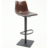 Vintage Style Pneumatic Stool in Brown Leatherette on Matte Black Base