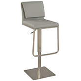 Contemporary Pneumatic Stool in Grey Leatherette & Stainless Steel
