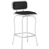 Modern Swivel Counter Stool in Black Leatherette & Brushed Stainless Steel