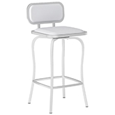 Modern Swivel Counter Stool in White Leatherette & Brushed Stainless Steel