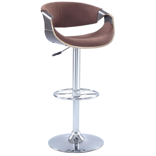 Pneumatic Bentwood Saddle Seat Adj. Stool in Oak & Brown Fabric