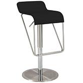 Low Back Pneumatic Gas Lift Swivel Stool in Black Leatherette & Stainless