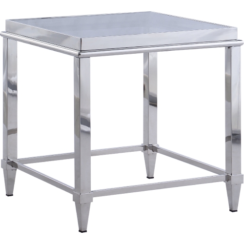 Lamp End Table in Smoked Tempered Glass & Stainless