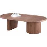 2607 Oval Coffee Cocktail Table in Walnut Veneer Finish Wood