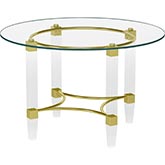 4038 48" Round Dining Table in Tempered Glass, Acrylic & Gold