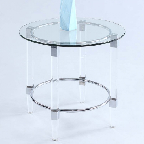 4038 Lamp Side Table in Chrome & Acrylic with Glass Top