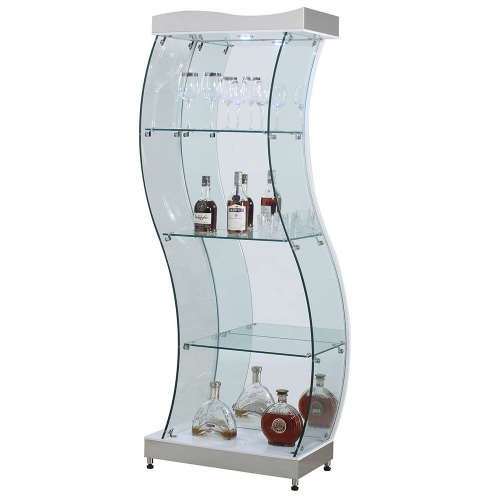 S Shaped Glass Curio with Four Glass Shelves
