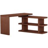 6915 Motion Home Office Desk w/Shelves in Walnut Veneer