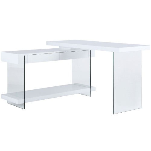 6920 360 Degree Motion Desk in Gloss White & Tempered Glass
