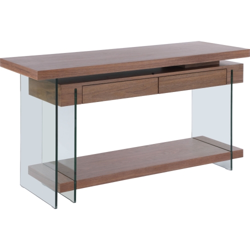 6920 360 Degree Motion Desk in Walnut Veneer & Tempered Glass