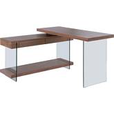 6920 360 Degree Motion Desk in Walnut Veneer & Tempered Glass