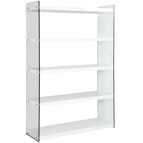74101 Bookcase in Gloss White & Glass