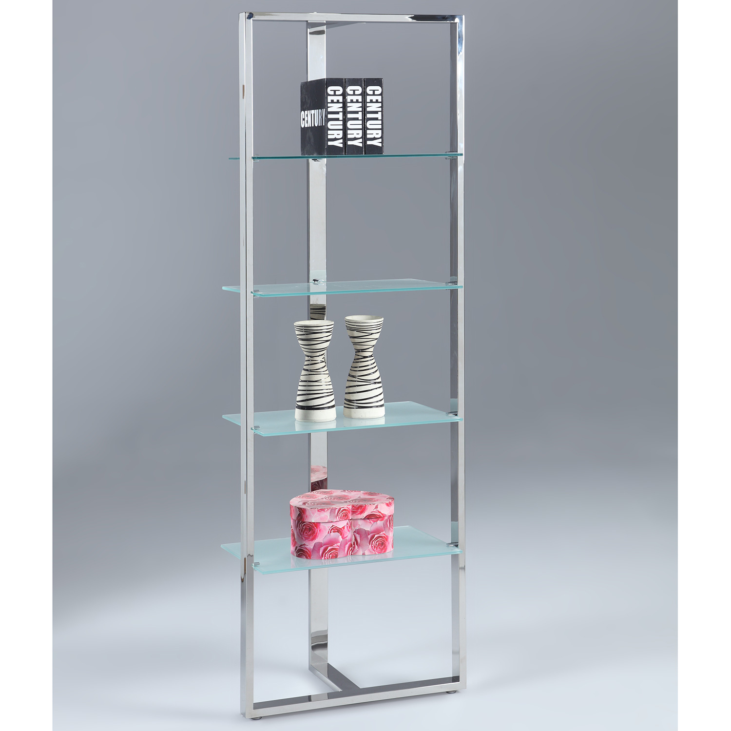 74103 Bks S 4 Shelf Bookcase, Stainless Steel Bookcase