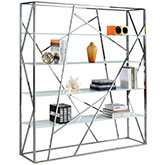 4 Shelf Bookcase in Stainless Steel & White Starphire Tempered Glass